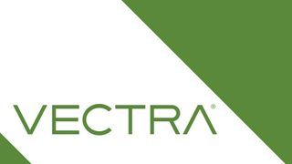 Vectra logo in green lettering on a white and matching green background