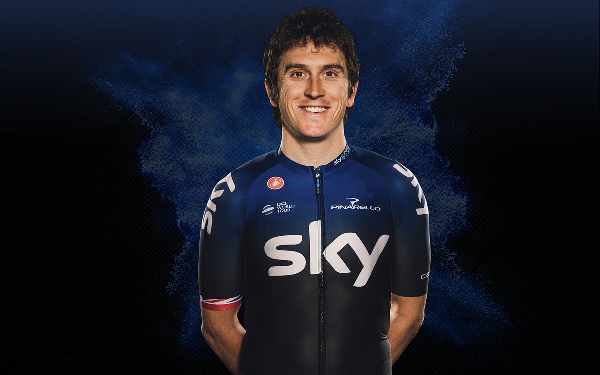 Geraint Thomas' jersey features the British flag on the sleeve as former national champion