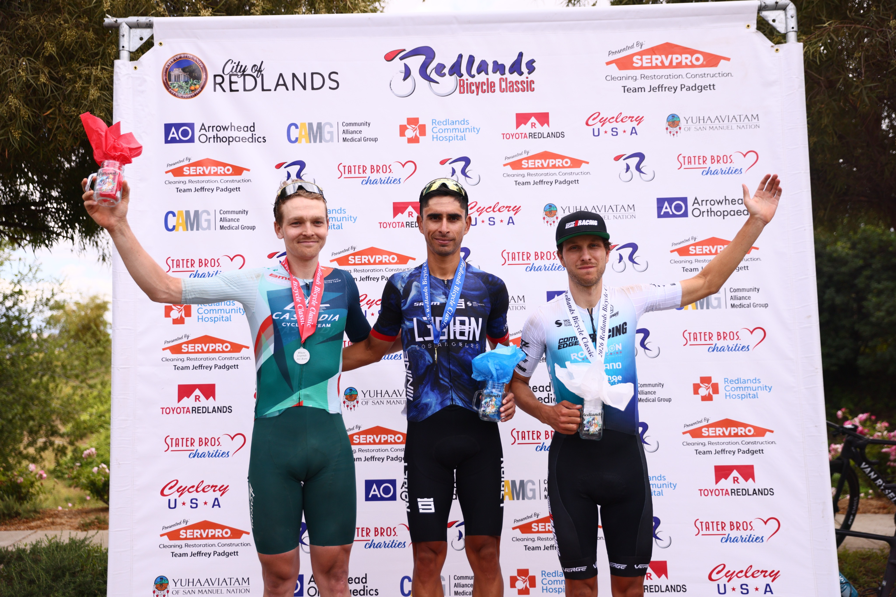 Podio masculino Redlands Bicycle Classic etapa 3