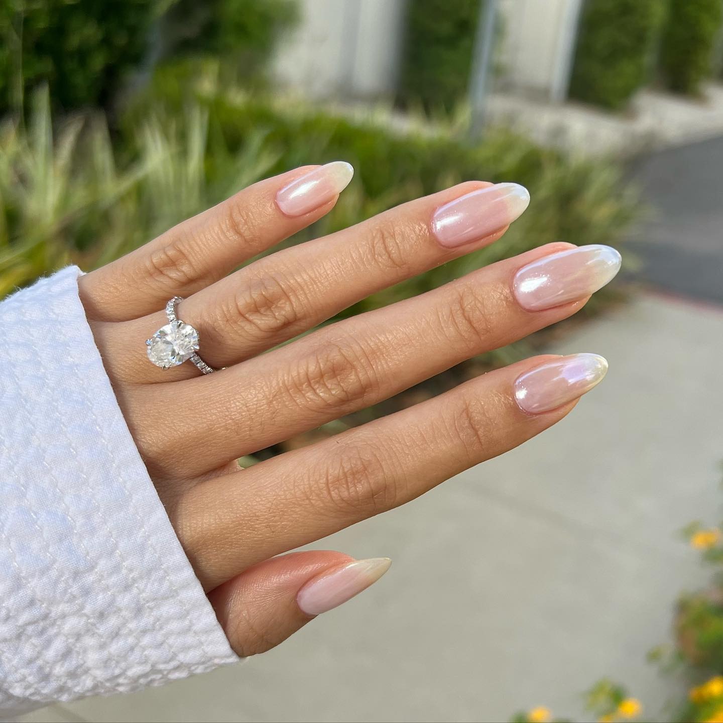 Glazed bridal nails.