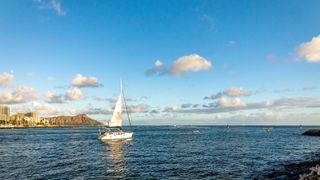 Boat near Hawaii coastline