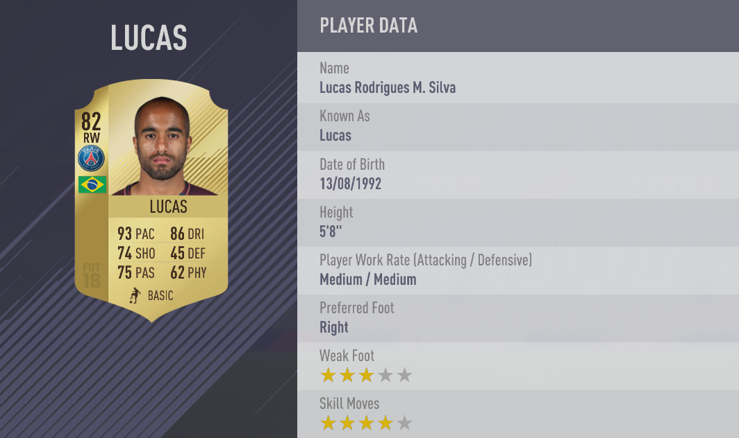 Lucas Moura FIFA 18