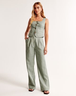 A&f Sloane Tailored Premium Linen Pant