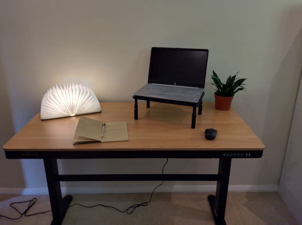 The Elevate 120 standing desk fully built