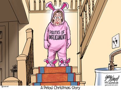 Political Cartoon U.S. Politics of Impeachment A Pelosi Christmas Story