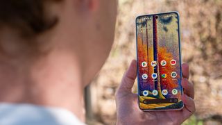 The Google Pixel 8 Pro's vibrant display outside
