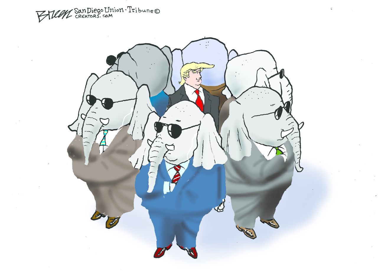 Political Cartoon U.S. Trump Republican Protection