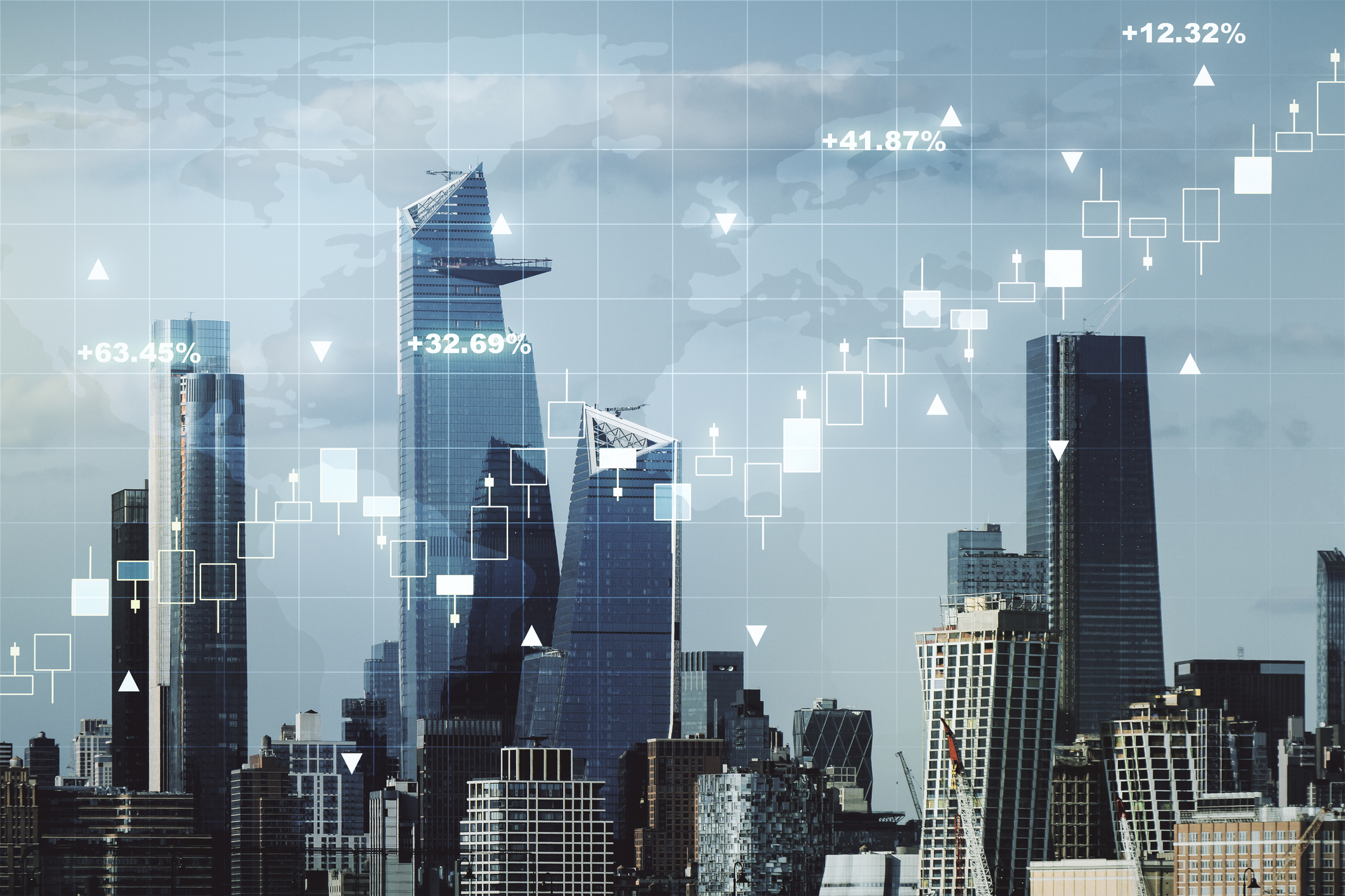 Bond markets concept - high rise corporate buildings