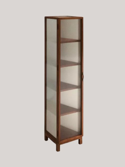 Ash Wood Storage Unit With Glass Doors