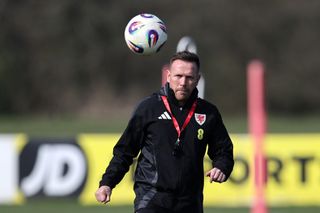 Wales head coach Craig Bellamy during a training session, March 2025