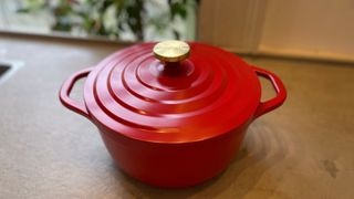 Tefal Air Cast Aluminium Stewpot on the counter, seen from above