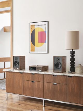 Ruark R610 music console and Sabre-R speakers in walnut