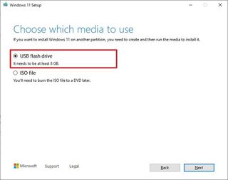 Create Windows 11 USB option