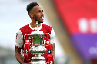 Pierre-Emerick Aubameyang scored twice before lifting the FA Cup for Arsenal following their win over Chelsea.