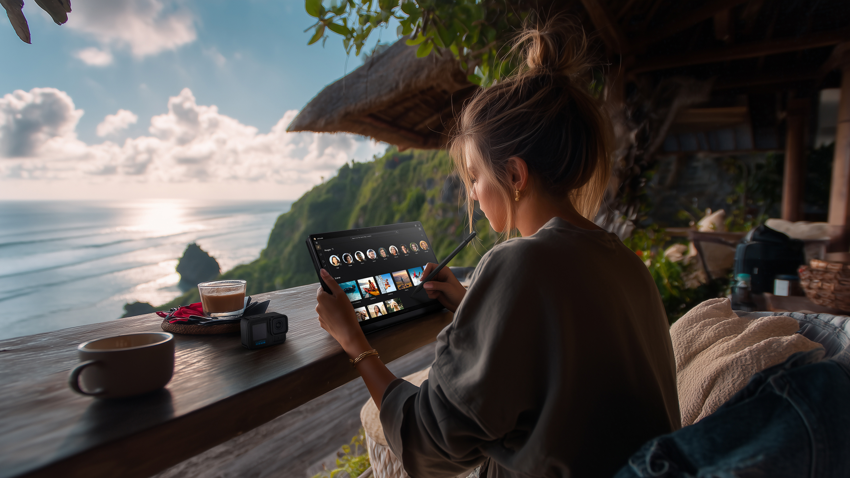 A woman uses the Asus GoPro Edition