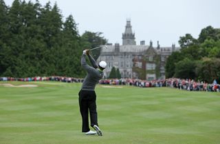 Tiger Woods hits a shot at Adare Manor