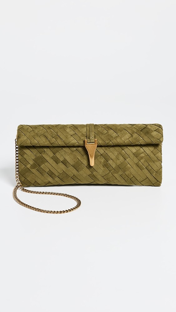 Zaria Woven Clutch - Dark Olive