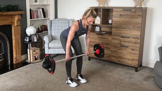Personal trainer Lyndsey Hunter-Long performing a bent over row