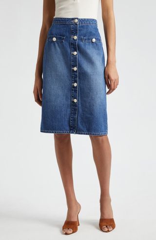 Landry Button Front Denim Skirt