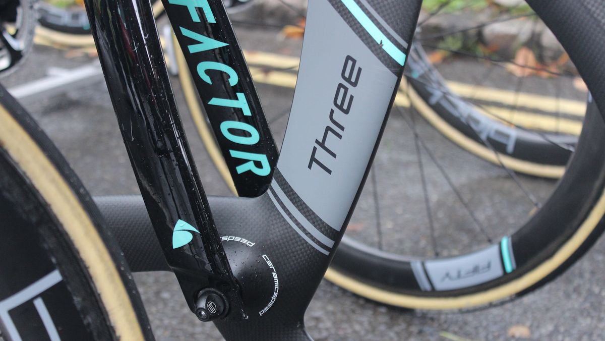 The Black Inc front wheel rolls on a Ceramic Speed front hub