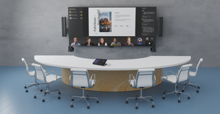 A conference room equipped with the latest Microsoft Teams Certified Q-SYS solution.
