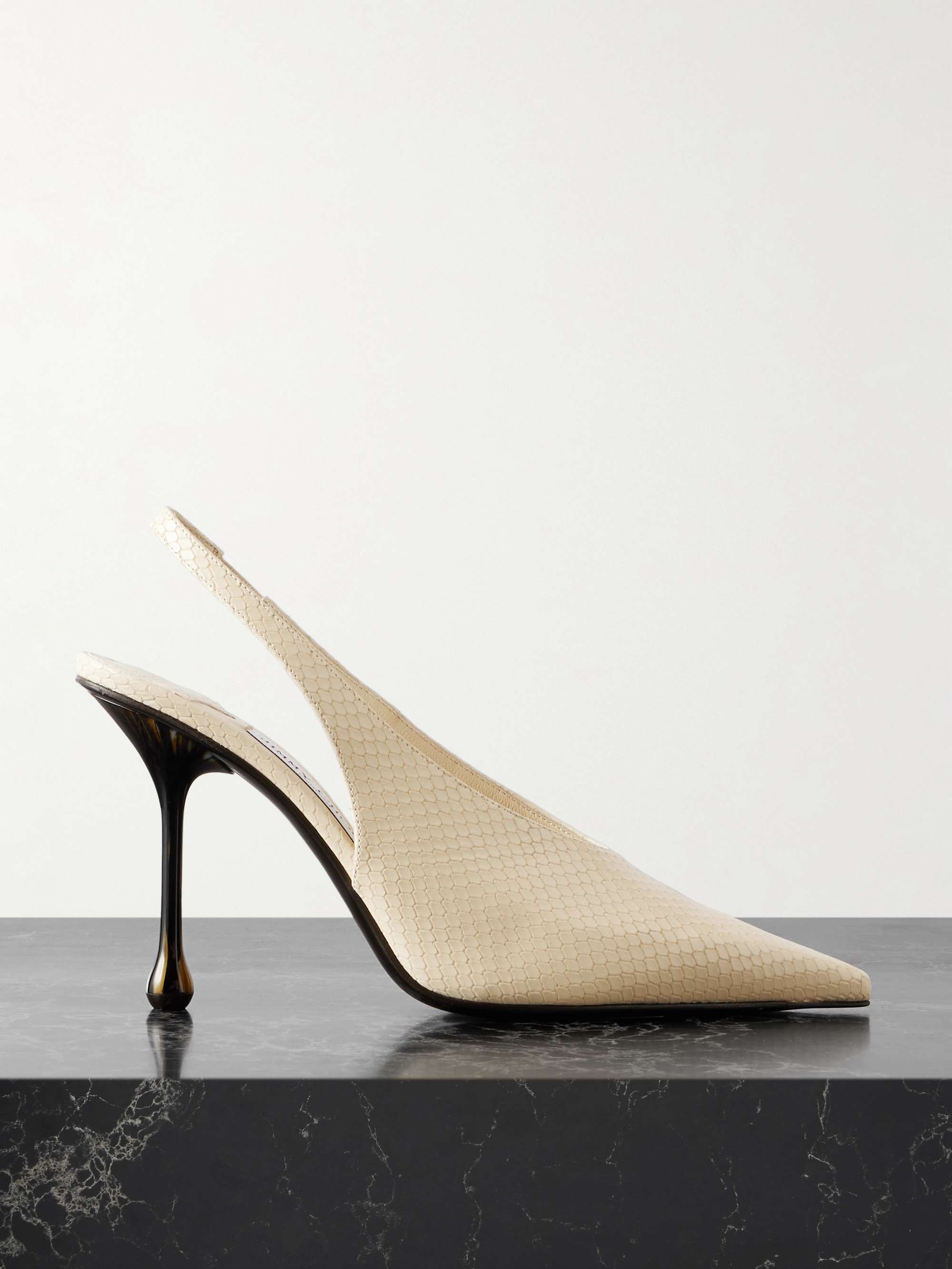 Isa 95 Snake-Effect Leather Slingback Pumps