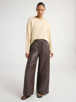 Scoop Women's Faux Leather Wide Leg Parachute Pants, 29’’ Inseam, Sizes Xs-Xxl