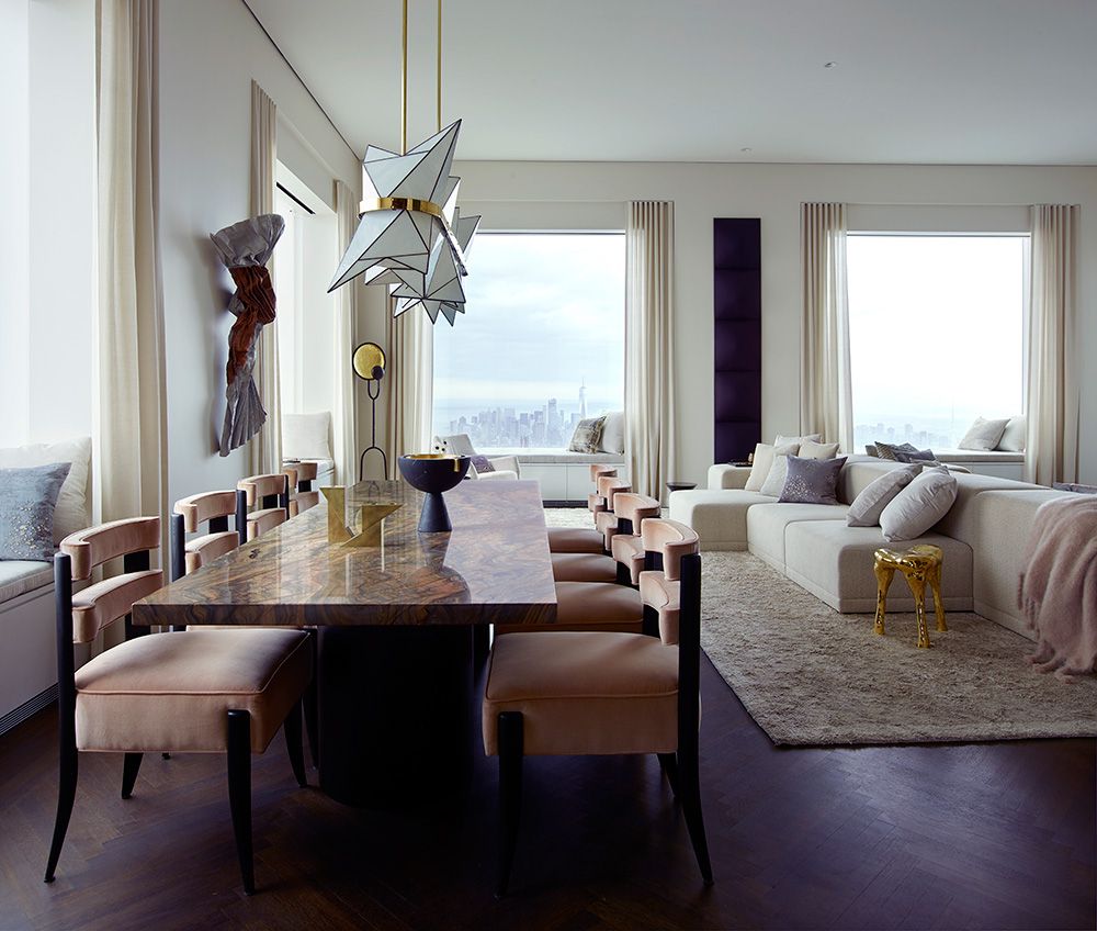 Interior with table, chairs, window, sofa