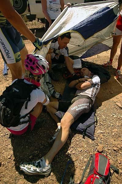 Willemjan Hopstaken is treated by Sharman Parr and Andrew Graham