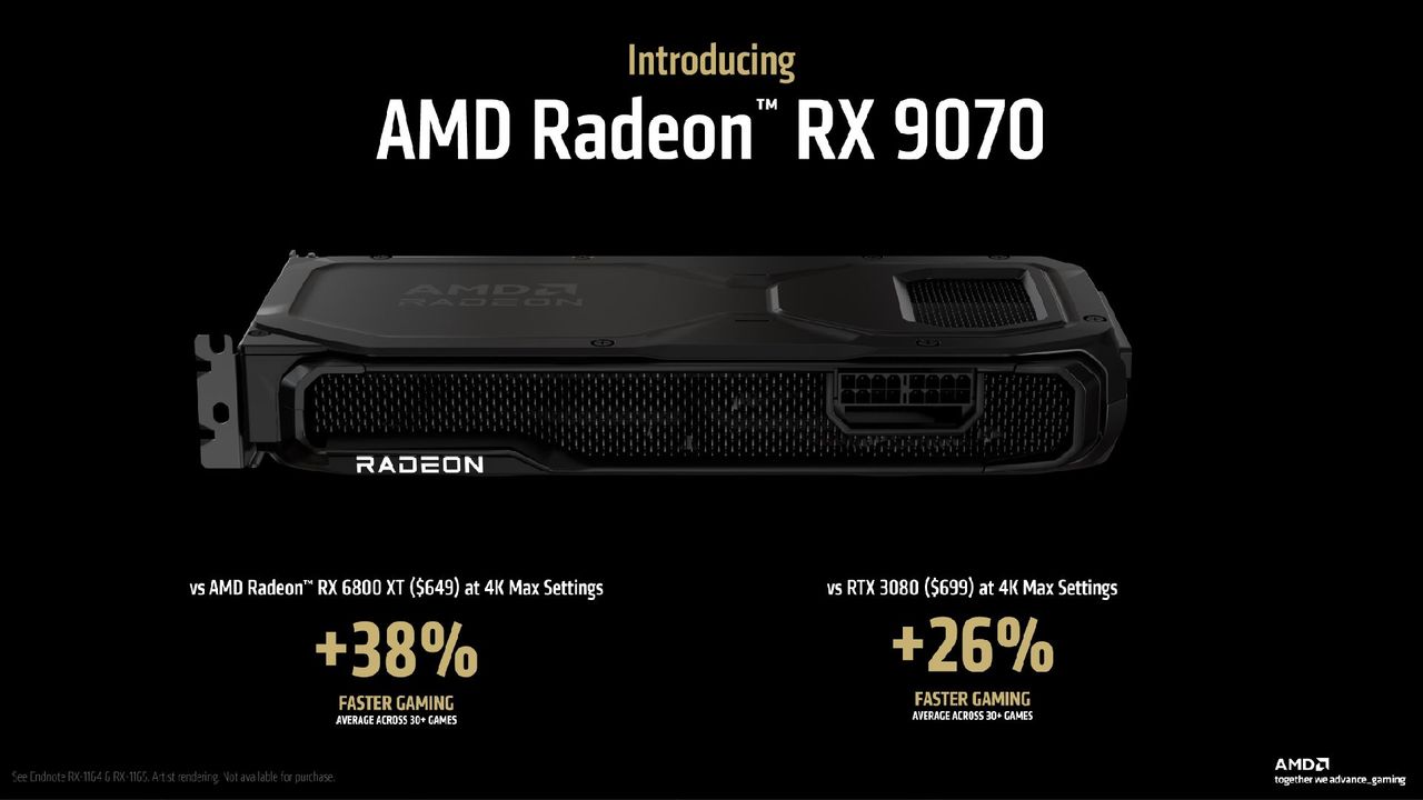 A slide showing the AMD Radeon RX 9070