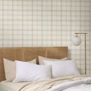 Light neutral checkered wallpaper from Magnolia Home