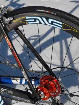 While much of the pro peloton rolls on tubulars, UnitedHealthcare Pro Cycling will run Maxxis clinchers mounted on Enve Composites 45mm-deep carbon rims.