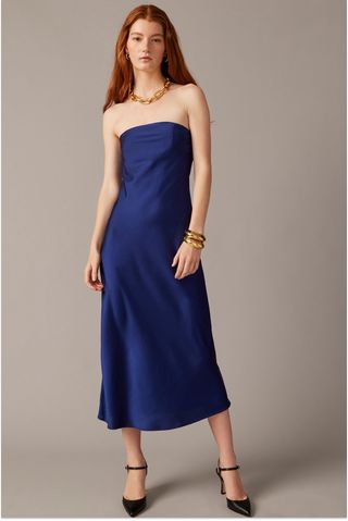J.Crew Collection Strapless Gwyneth Slip Dress in Luster Charmeuse