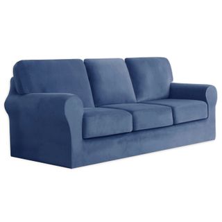 Velvet Sofa Cover Set for 3 Seat Sofas - Includes Separate Seat Covers and Cushion Covers