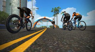 sprint finish in a Zwift race