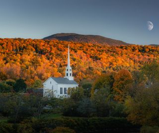 Fall foliage with a church