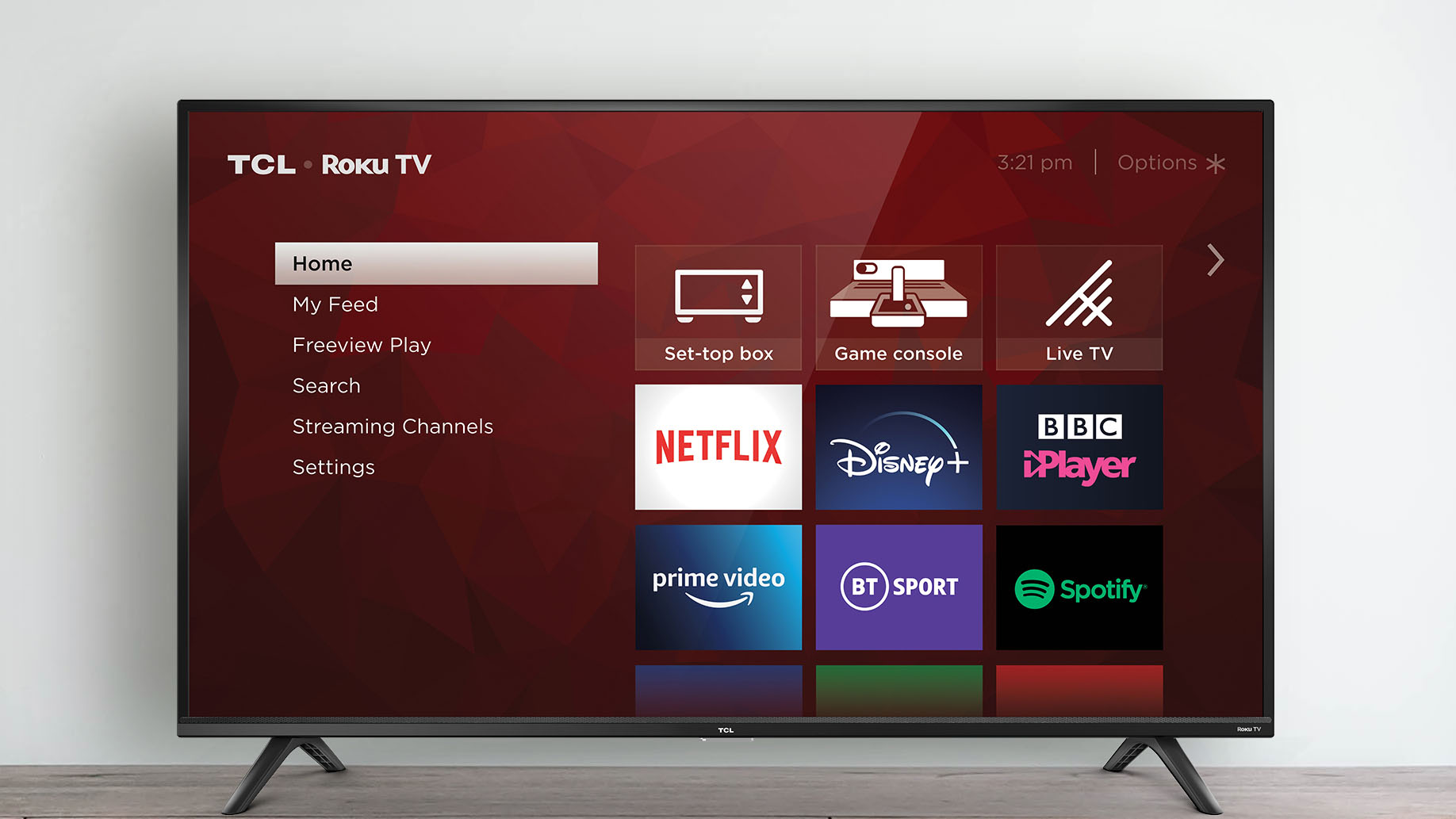 TCL Roku TV on cabinet