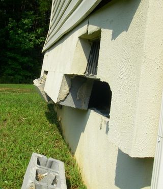 A broken foundation in Louisa County, Va., caused by the 5.8-magnitude earthquake that hit eastern Virginia on Aug. 23, 2011.