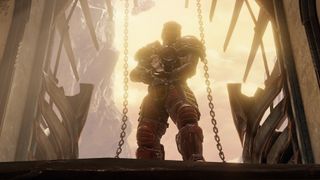 Quake Champions - Quake guy bathed in light