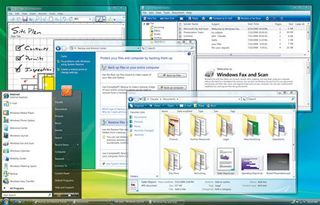 How the typical desktop will look in Vista. Not really much of a change from Windows XP.