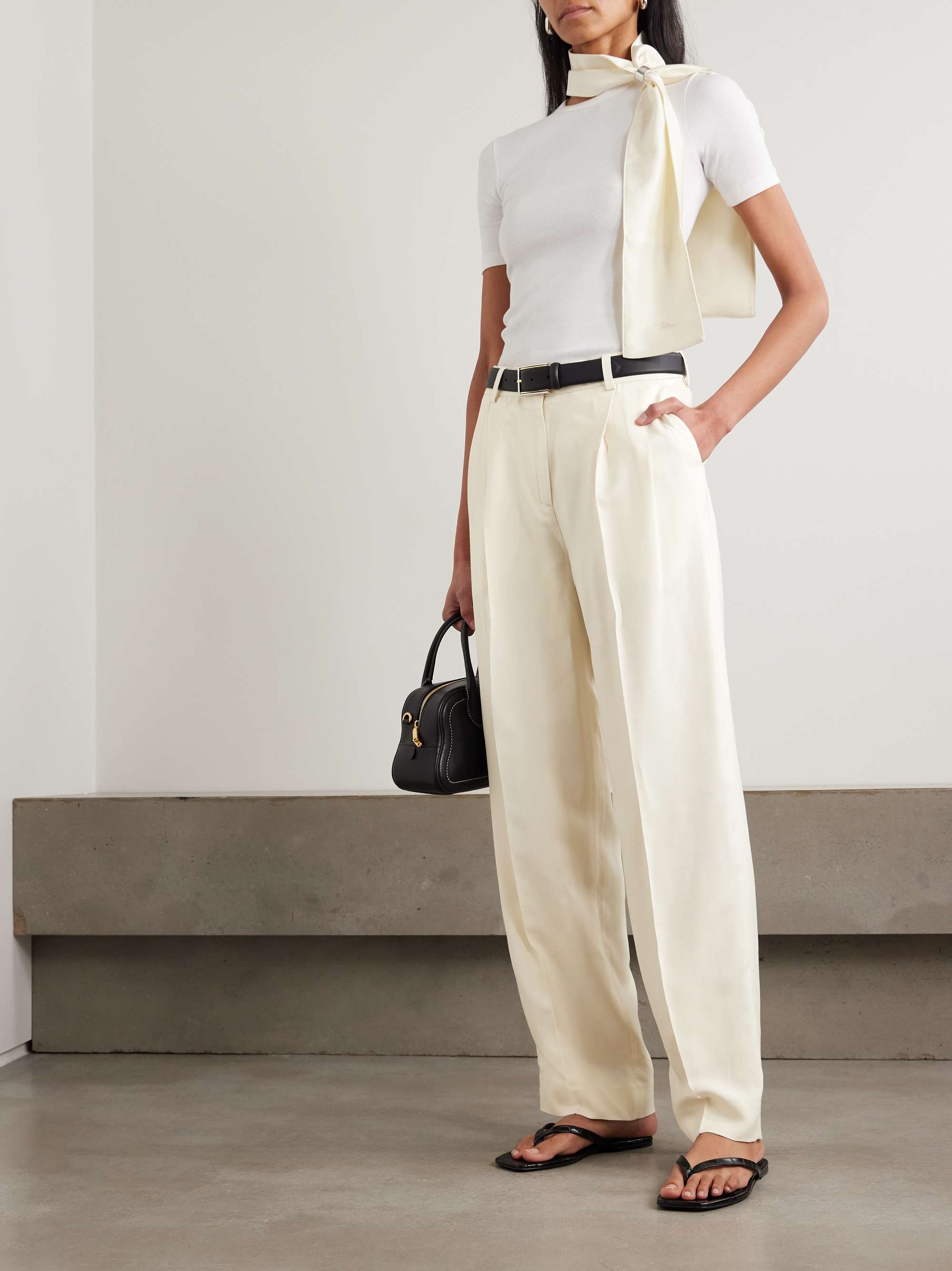 Pleated Woven Tapered Pants