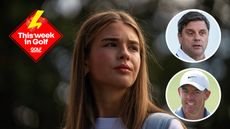 Main image of Kai Trump with inset headshots of Brian Rolapp (top right) and Rory McIlroy (bottom right)