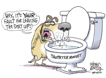 Political cartoon U.S. economics taxes