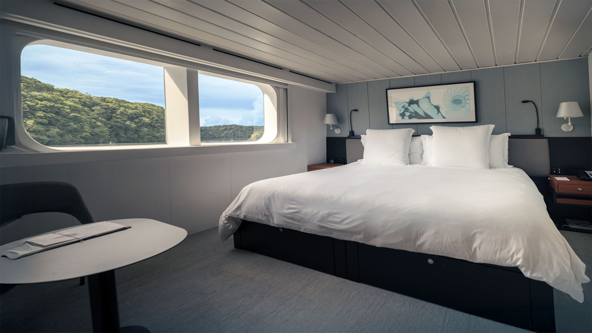 A stateroom aboard the Four Seasons Explorer
