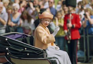 Queen Elizabeth II, attends the Trooping The Colour Ceremony on June 13, 1992 in London, United Kingdom