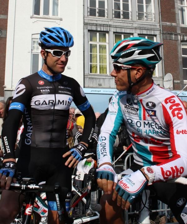 Christian Vande Velde talks to Philippe Gilbert