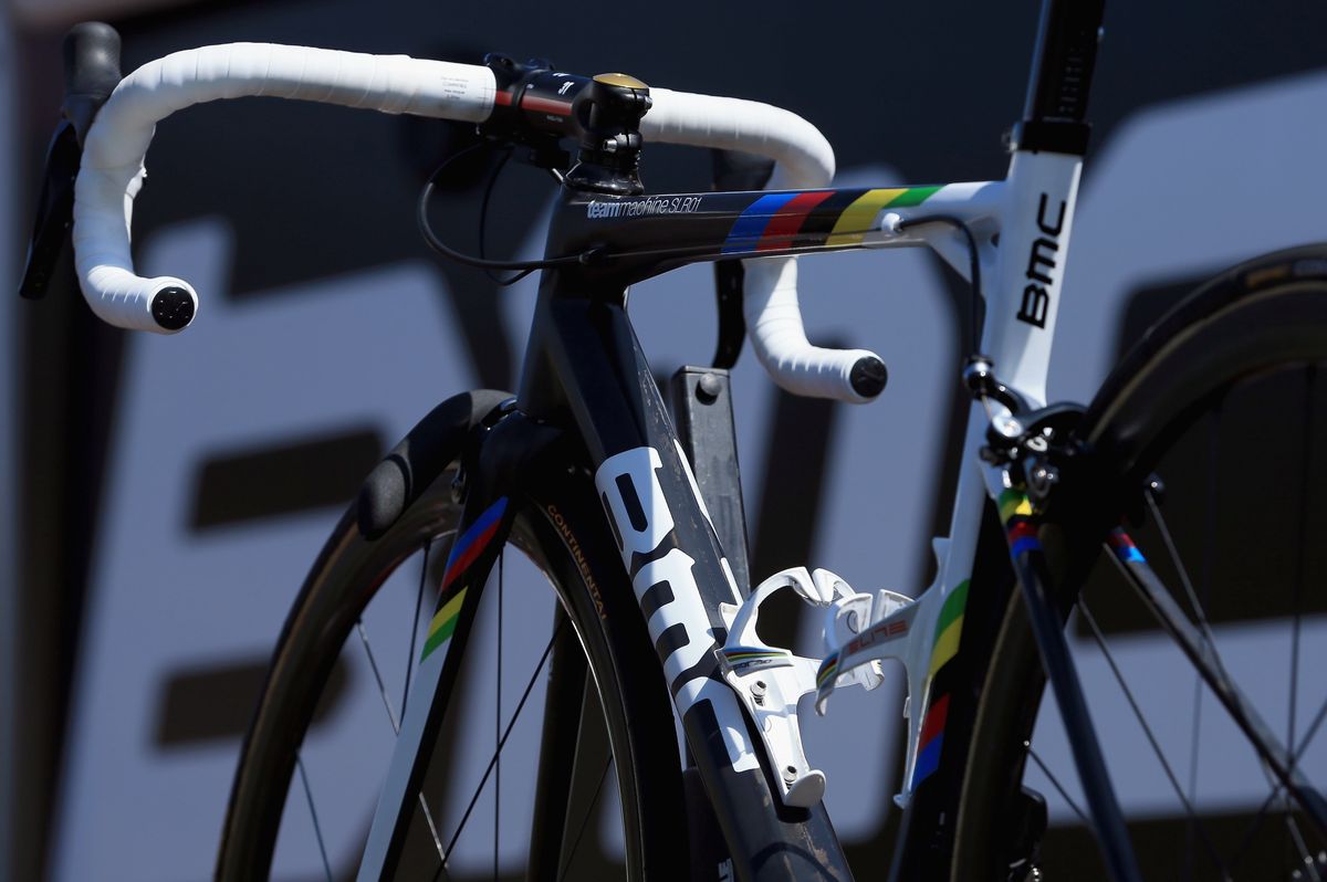 The bicycle of World Road Race Champion Philippe Gilbert of Belgium riding for BMC Racing