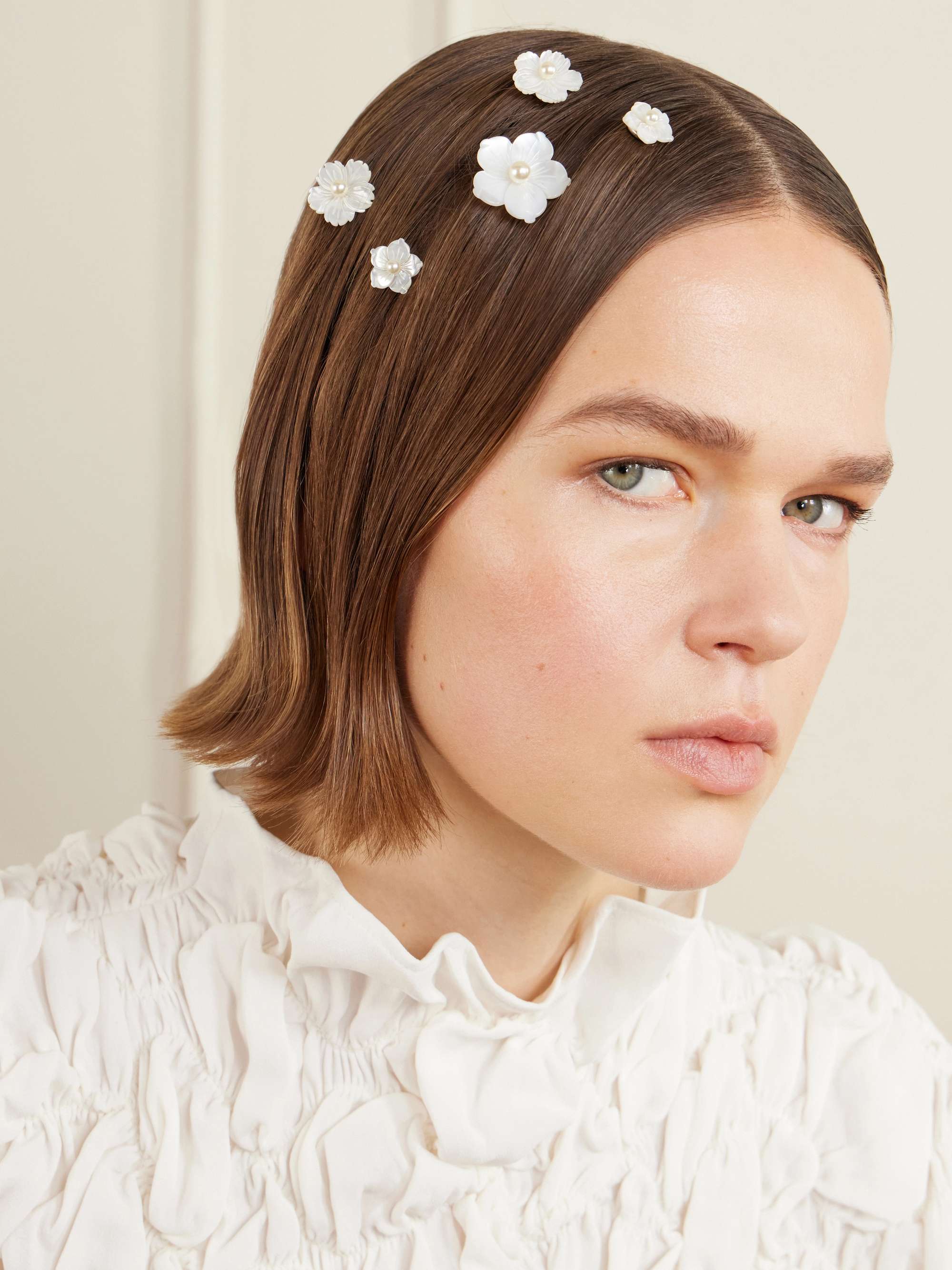 Zinnia Set of Five Silver-Tone Mother-Of-Pearl Headpiece