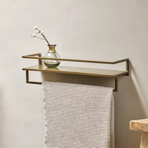 graceandgloryhome, Brass Shelf With Towel Rail