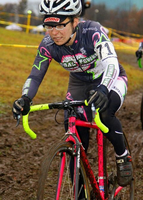 BrittLee Bowman (pedalpowertraining.com ) tries to pick a good line in the mud.